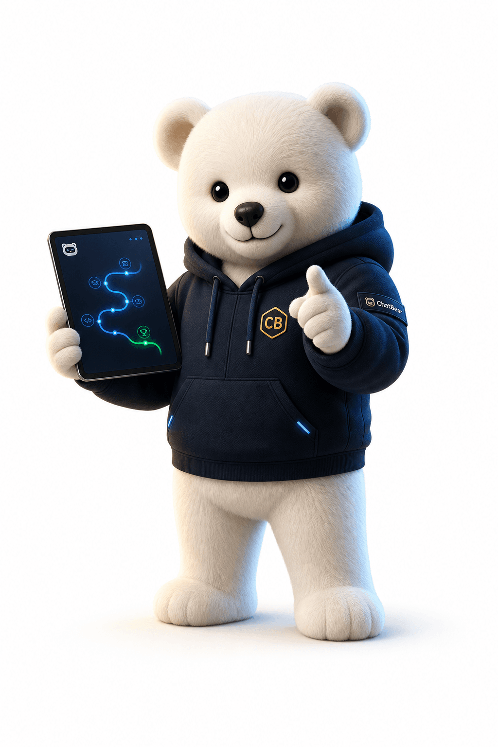 ChatBear C4D white bear AI tutor hero render